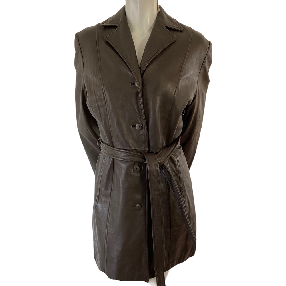 Danier Thermal Lined Brown Leather Coat Size M